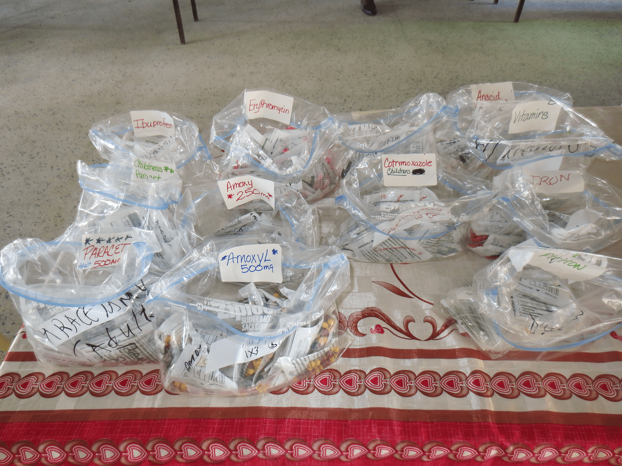 Prepared Bags of Medications and Vitamins